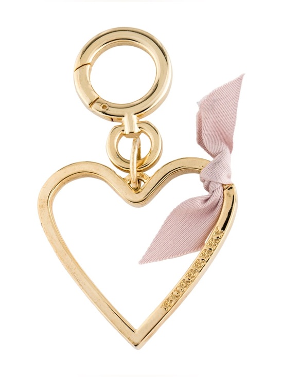 Burberry Accessories - NWT - Burberry Gold Open Heart Keyring or bag charm with Pink Bow